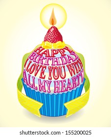 birthday message at the candle - I love you with all my heart
