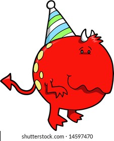 Birthday Monster Devil Vector Illustration