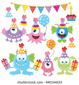 Birthday monster vector illustration