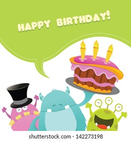 Birthday Monsters Card (vector)