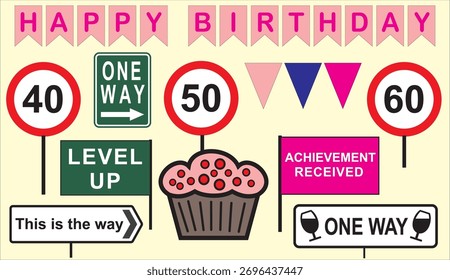 Birthday Muffin Decorations in the shape of traffic signs
