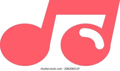 Birthday music note, illustration, vector, on a white background.