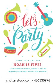 Birthday Musical Card for Kids with Hand Drawn Texts