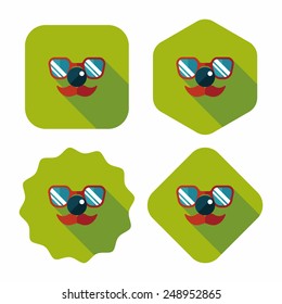 birthday mustache props flat icon with long shadow,eps10
