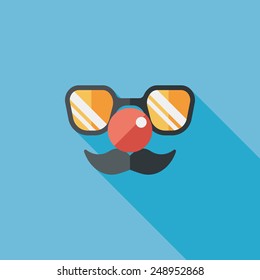 birthday mustache props flat icon with long shadow,eps10