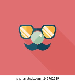 birthday mustache props flat icon with long shadow,eps10