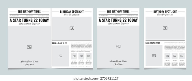 Plantilla de periódico de cumpleaños – Plantilla de Noticias de cumpleaños imprimible editable