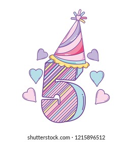 Birthday number with hat