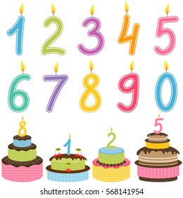Birthday Numbers Candle with birthday cakes