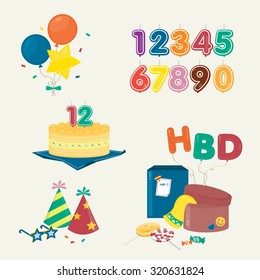 Birthday objects cute collection
