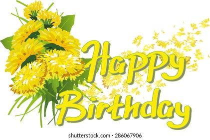 birthday on a background dandelion