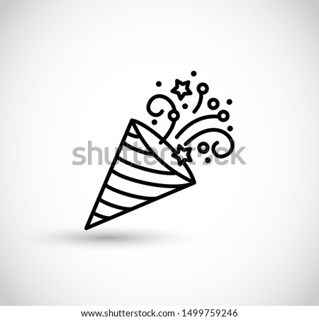 Birthday or other celebration icon with hat and fireworks vector