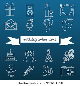 birthday outline icons
