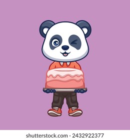Birthday Panda Cute Cartoon Character Illustration