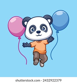 Birthday Panda Cute Cartoon Character Illustration