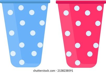 Birthday paper cups, illustration, vector on a white background.