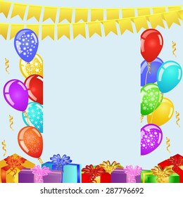 Birthday Party Background Bunting Flags Balloons Stock Vector (Royalty ...