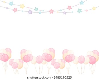 Fondo de fiesta de cumpleaños, decoración de cumpleaños para bebé niña con globo.