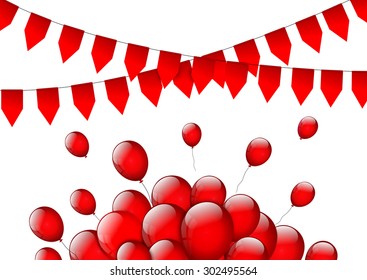 Birthday or party background with flags and balloons 