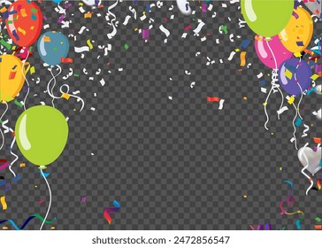 birthday party background frame balloons Happy vector Celebration party banner foil confetti