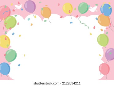 Marco de fondo de la fiesta de cumpleaños con banderas y globos