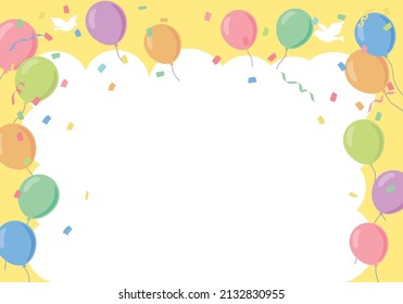 Birthday party background frame with flags and balloons