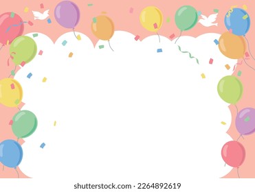 Birthday party background frame with flags and balloons