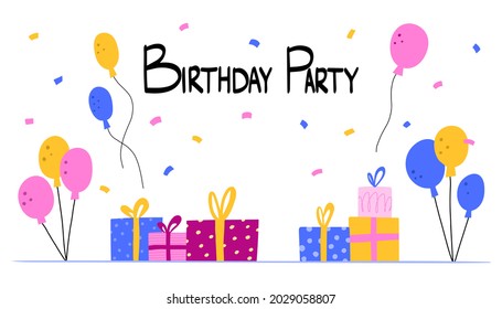 Birthday Party Background Horizontal Banner Air Stock Vector (Royalty ...