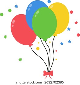Birthday Party Balloon Flat Illustration