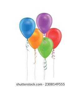 Birthday Party Balloon Set.Lettering Happy Birthday to you. Vector illustration