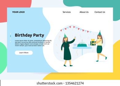 Birthday Party Banner and Landing Page Illustration