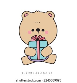 birthday party bear, vector illustration