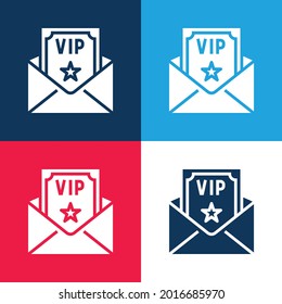 Birthday And Party blue and red four color minimal icon set