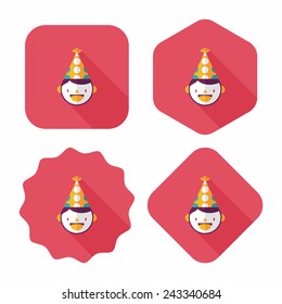 Birthday party boy flat icon with long shadow,eps10
