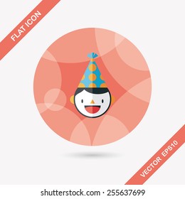 Birthday party boy flat icon with long shadow,eps10