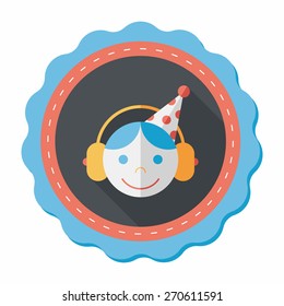 Birthday party boy flat icon with long shadow,eps10