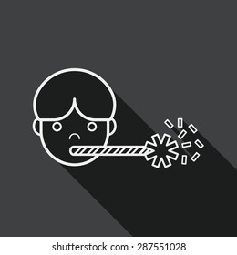 Birthday party boy flat icon with long shadow, line icon