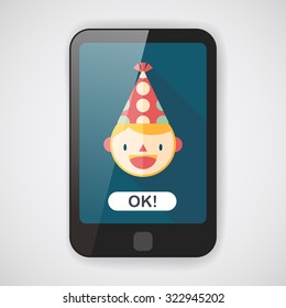 Birthday party boy flat icon with long shadow,eps10