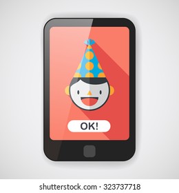 Birthday party boy flat icon with long shadow,eps10