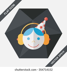 Birthday party boy flat icon with long shadow,eps10