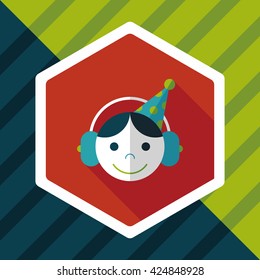 Birthday party boy flat icon with long shadow,eps10