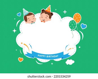 Birthday party with boys and girls and frames