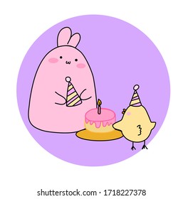 Birthday party with bunny and chick