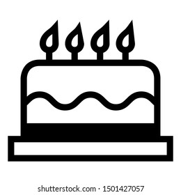 Birthday party cake with candle icon vector illustration - Festival, party. Great for icon,symbol,print,logo etc.