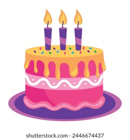 birthday party cake with candles isolated