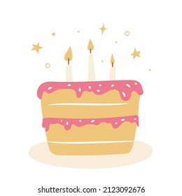 Birthday Party Cake. Minimalist flat vector illustration