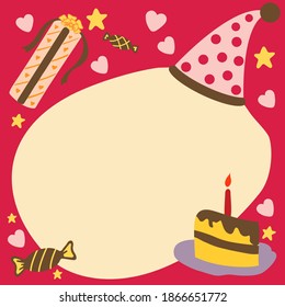 Birthday and party card in square vector