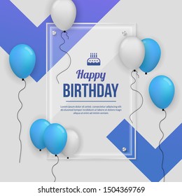 Birthday party celebration background template with realistic balloons