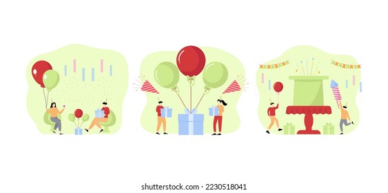 Birthday Party Celebration Flat Bundle Design