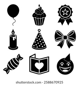 Birthday party celebration vector set on white background